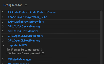 Adobe Premiere Debug Monitor